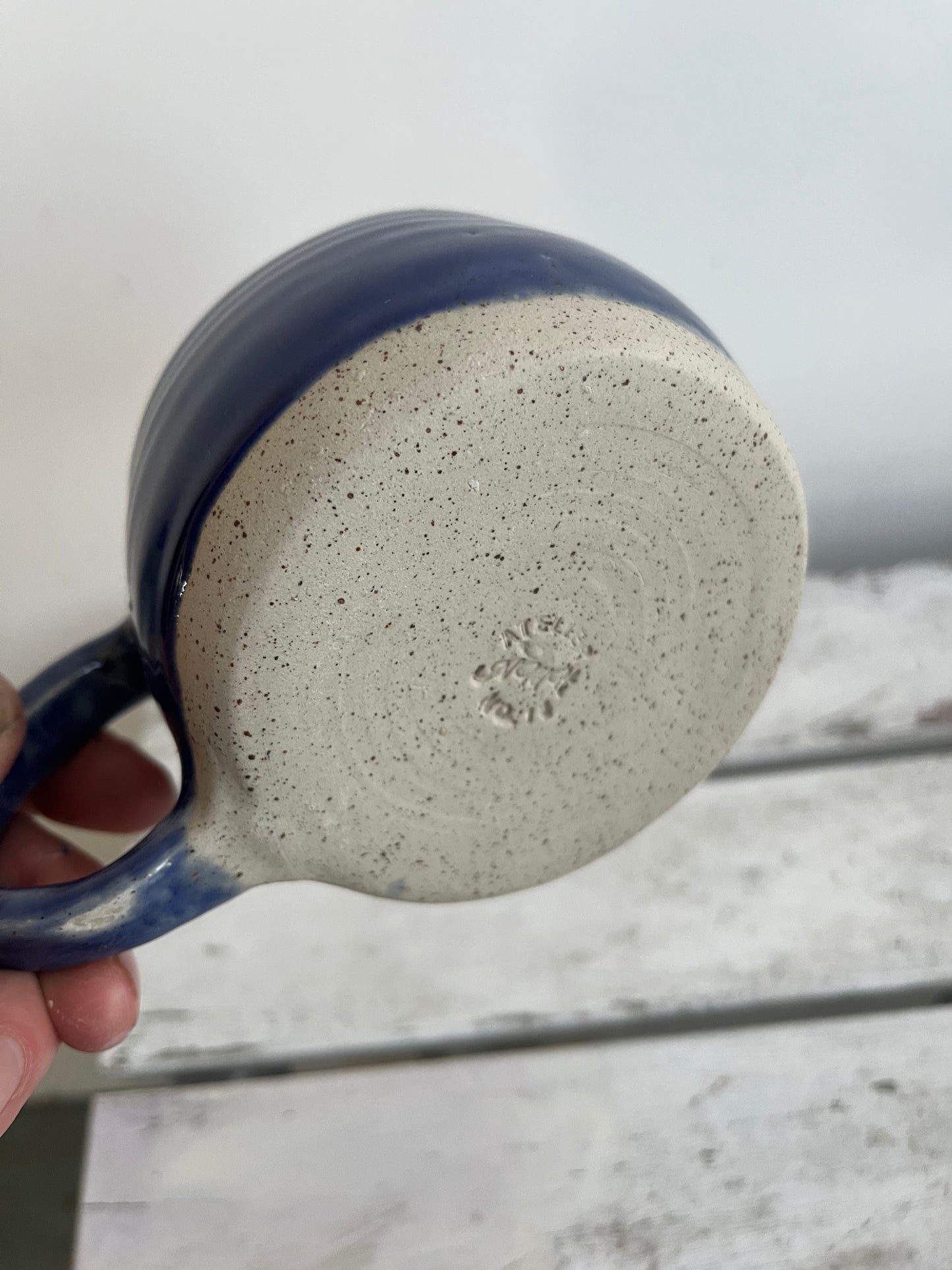 Handmade Ceramic Coffee Cup: Blue Stoneware Mug