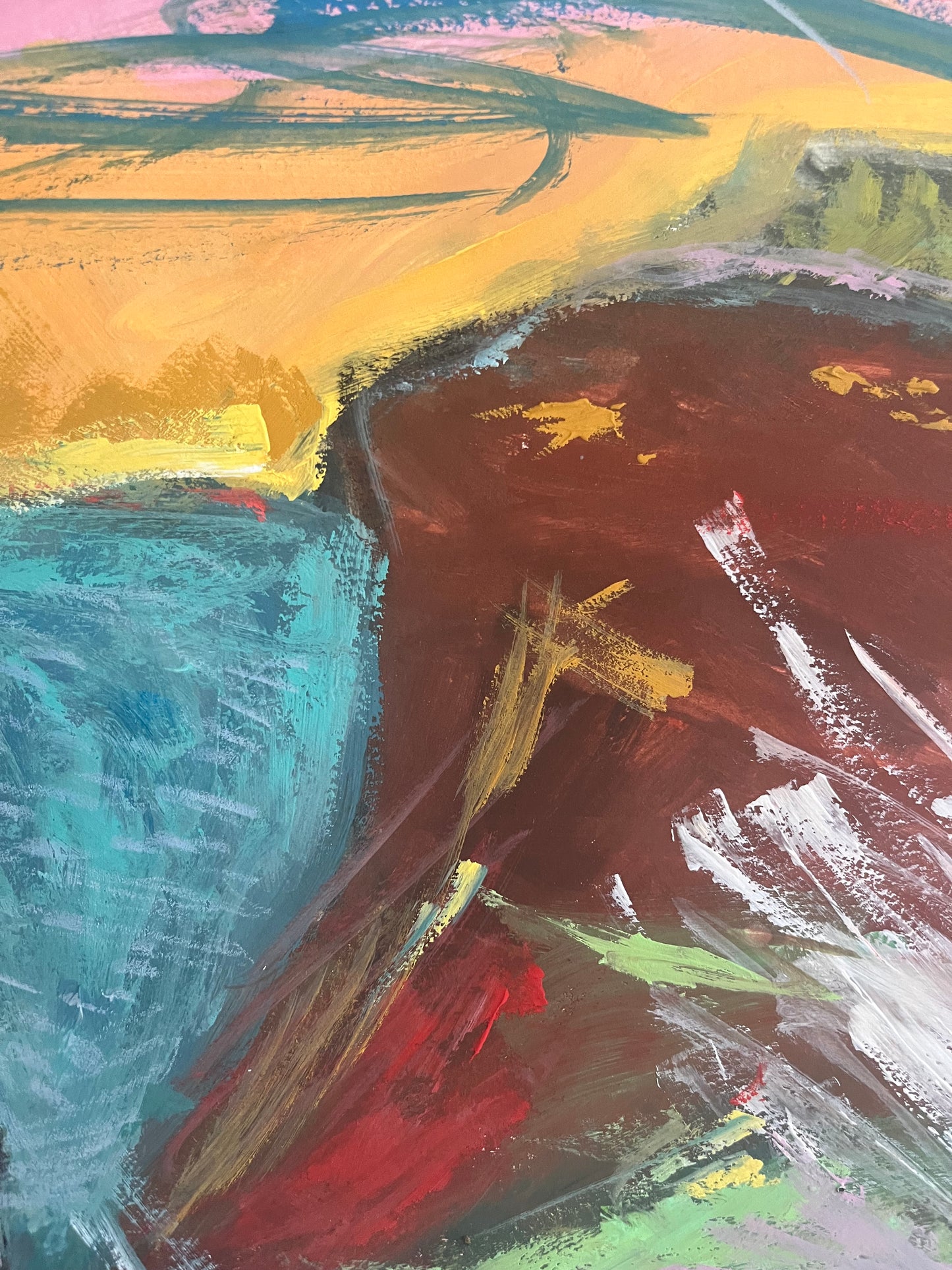 Original Abstract Mixed Media Landscape Painting