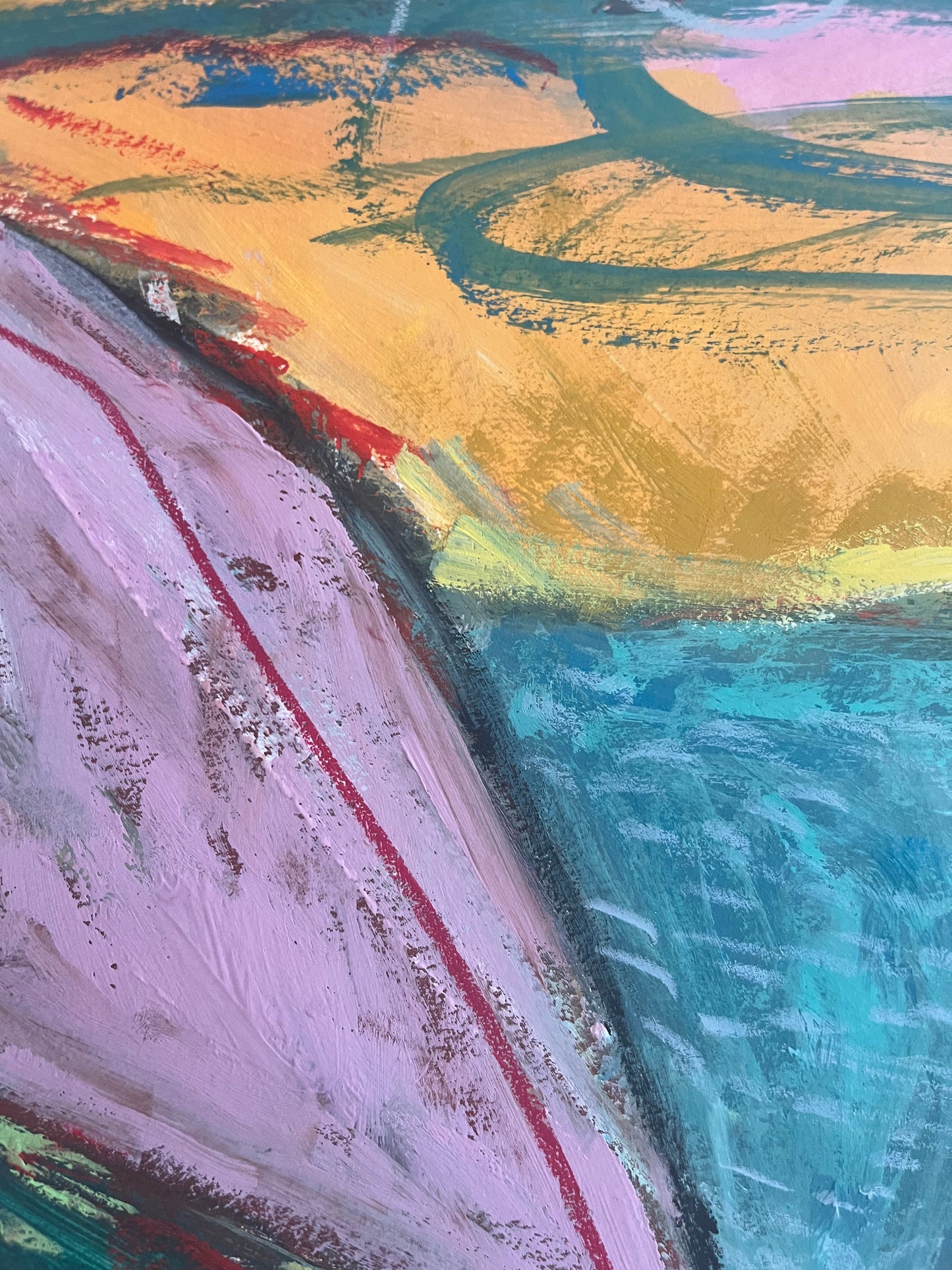 Original Abstract Mixed Media Landscape Painting