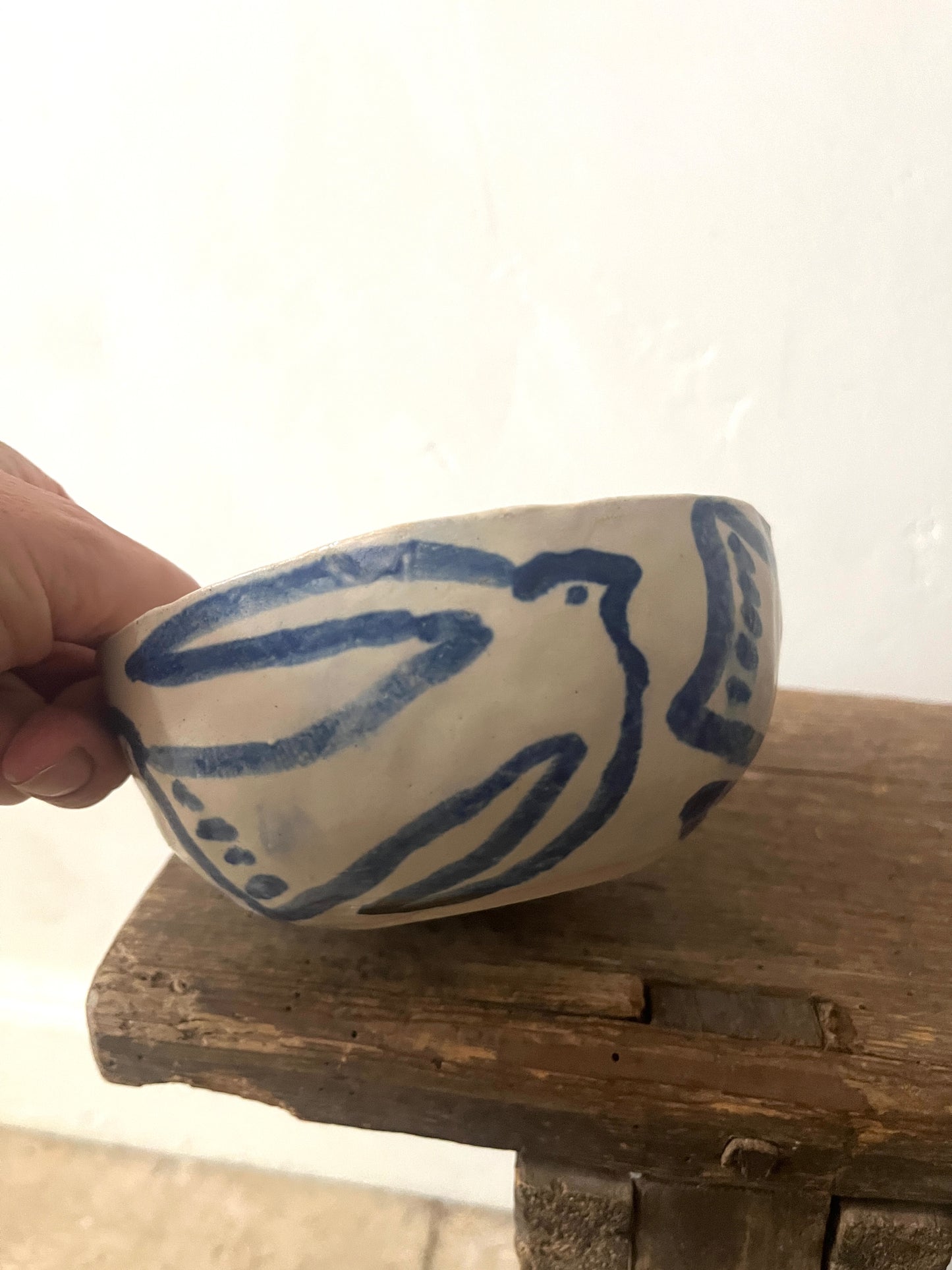 Stoneware bowl with bird design MADE TO ORDER