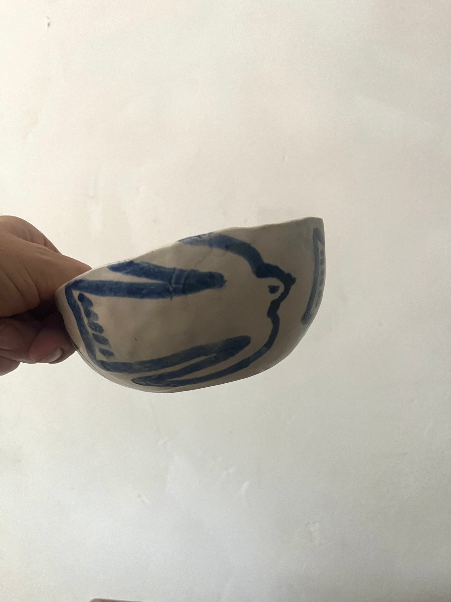 Stoneware bowl with bird design MADE TO ORDER