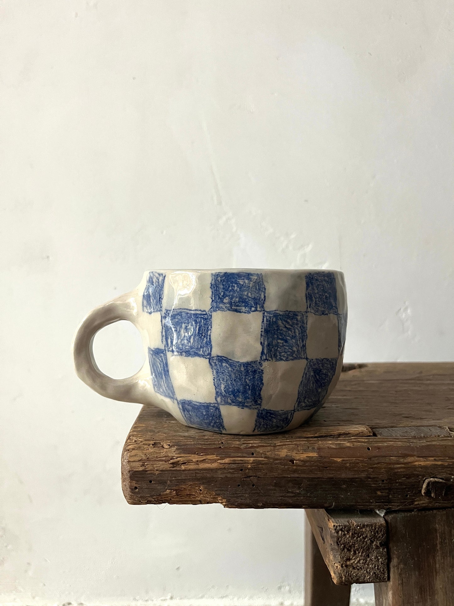 Blue checks cup