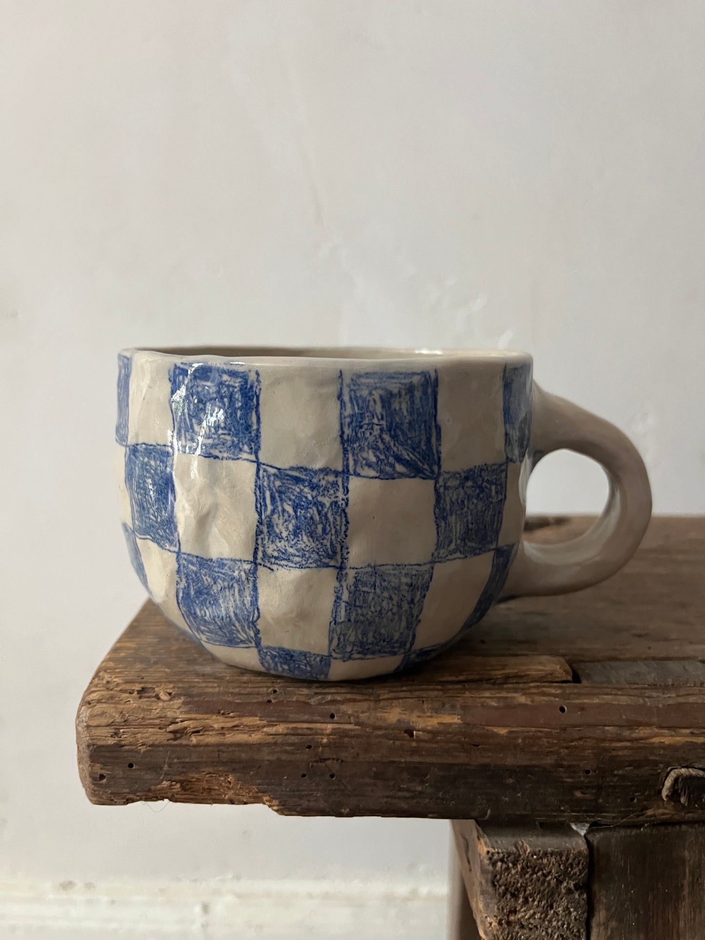 Blue checks cup