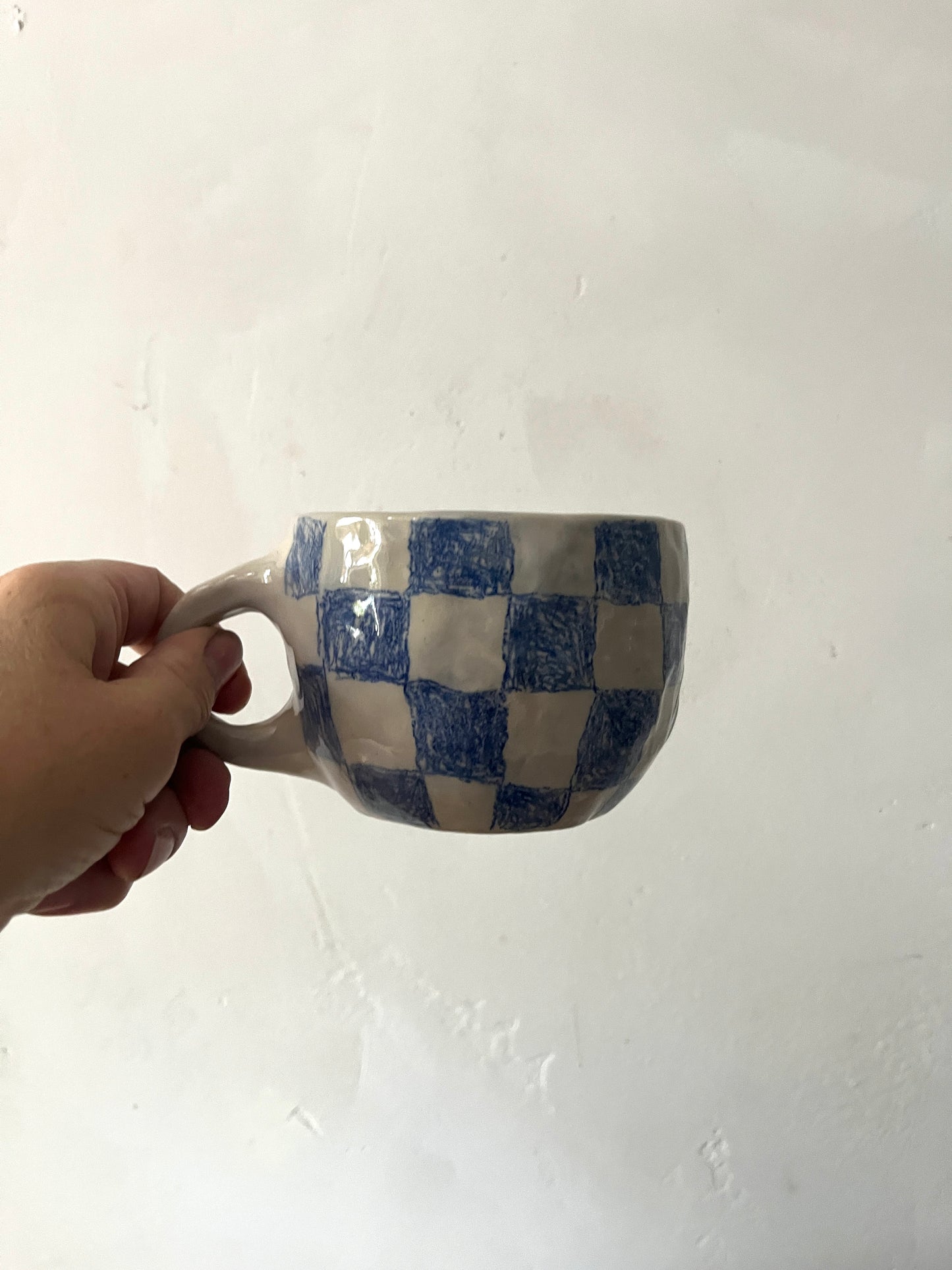 Blue checks cup