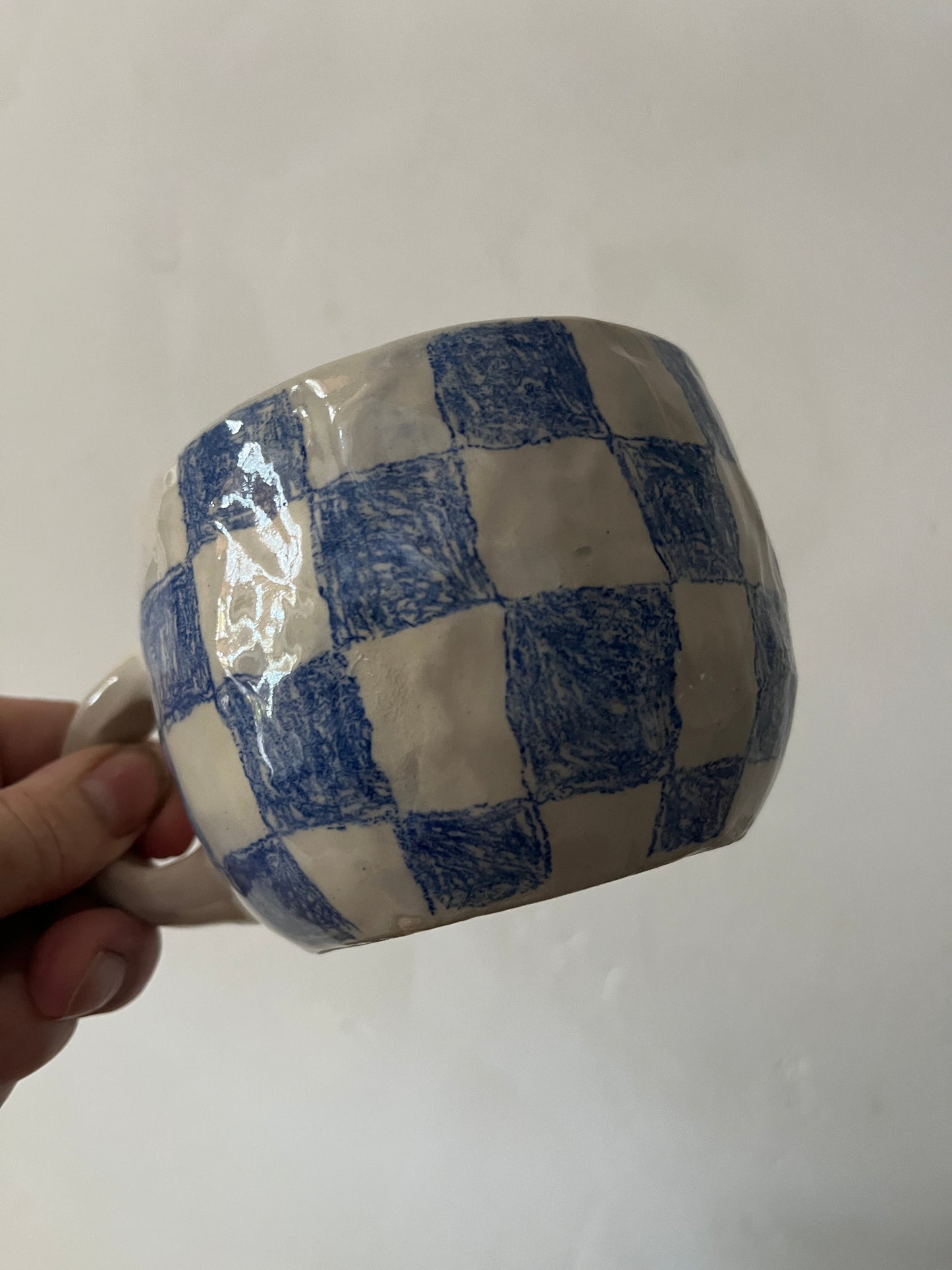Blue checks cup